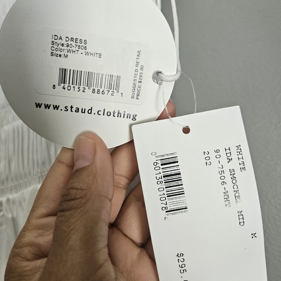 STAUD Ida Smocked White Dress - Picture 4 of 8